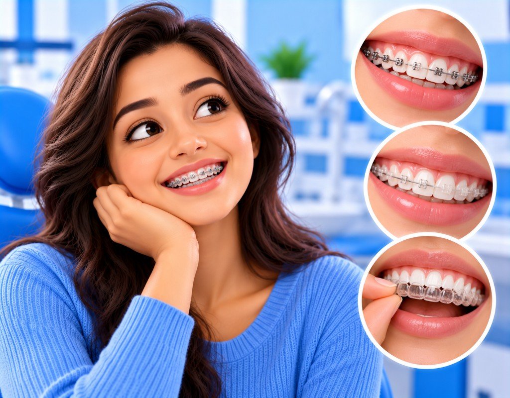Illustrated educational graphic for “Braces in Airoli: Orthodontic Care at The Dental Hut”. Not a photograph of a patient.
