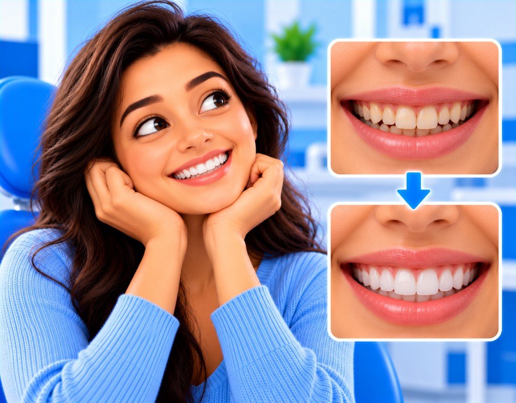 Illustrated educational graphic for “Smile Makeover in Airoli”. Not a photograph of a patient.