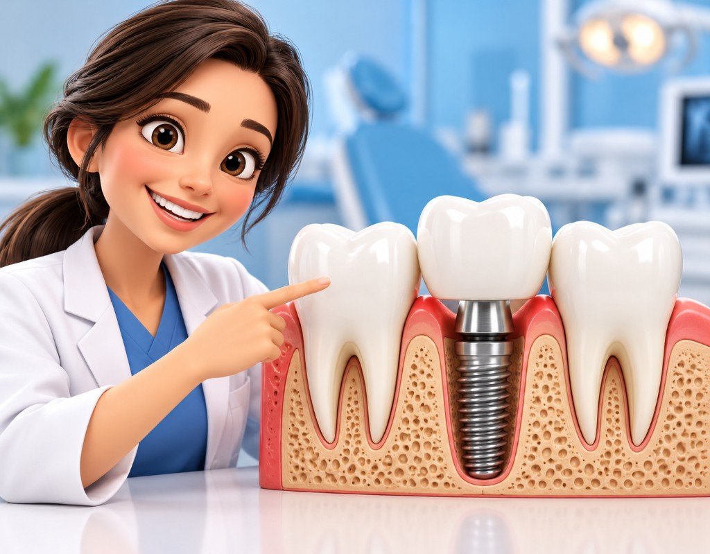 Illustrated educational graphic for “What Are Dental Implants?”. Not a photograph of a patient.